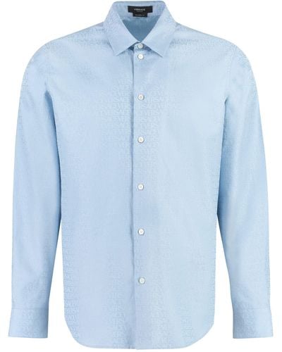 Versace Camicia in cotone stampato - Blu