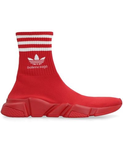 Balenciaga X Adidas -Speed Trainers Knitted Sock-Sneakers - Red