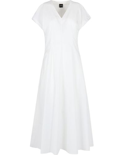 Aspesi V-neck Short-sleeved Midi Dress - White