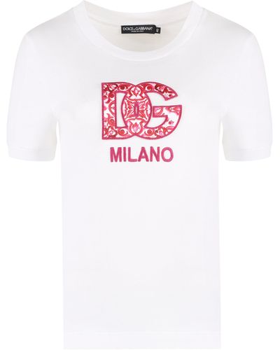Dolce & Gabbana T-shirt in cotone con logo - Bianco