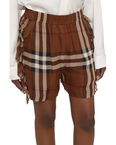 Burberry Checked Shorts - Brown