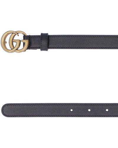 Gucci GG Buckle Leather Belt - Black