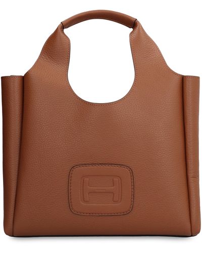Hogan H-Bag Leather Tote - Brown