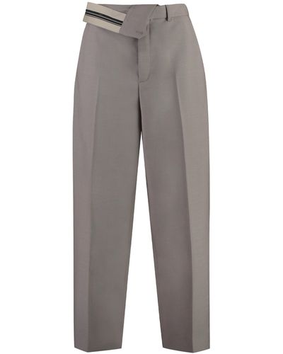 Fendi Pantaloni carrot-fit in lana - Grigio