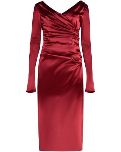 Dolce & Gabbana Satin Midi Dress - Red