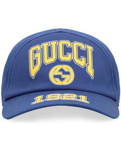 Gucci Cappellino Da Baseball In Cotone - Blu