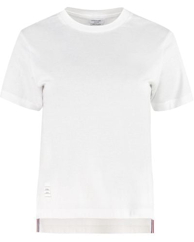 Thom Browne T-shirt girocollo in cotone - Bianco