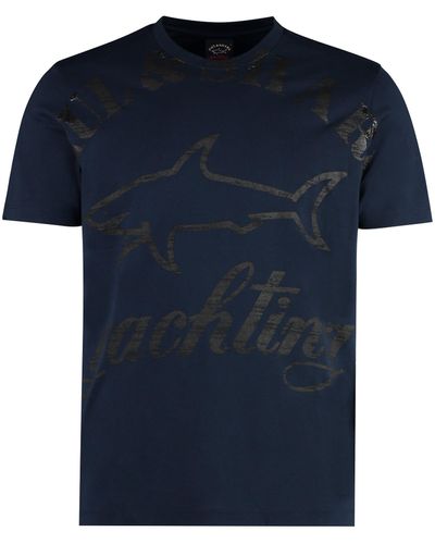 Paul & Shark T-shirt in cotone con logo - Blu