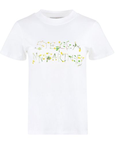 Stella McCartney T-shirt in cotone con logo - Bianco