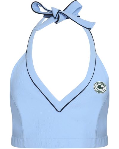 Sporty & Rich Lacoste X - Halter Sports Crop-top With Logo - Blue