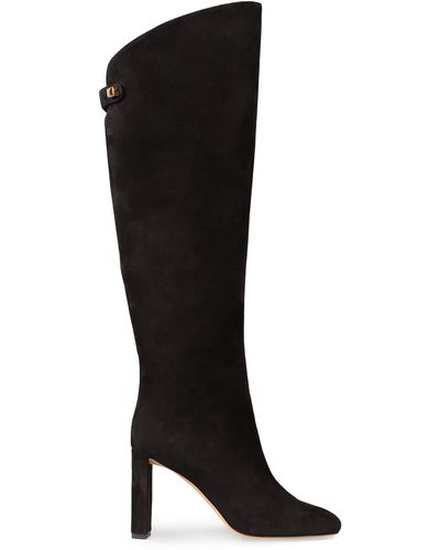 Maison Skorpios Adriana Suede Knee High Boots - Black
