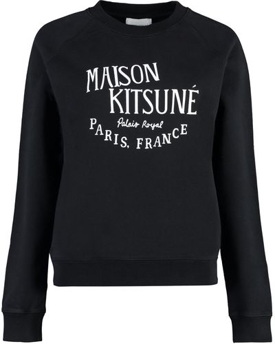 Maison Kitsuné Logo Detail Cotton Sweatshirt - Black