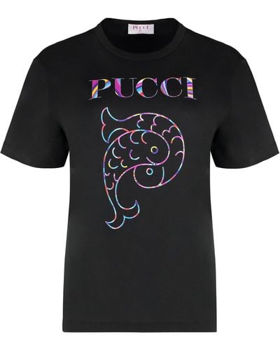 Emilio Pucci T-shirt girocollo in cotone - Nero