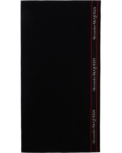 Alexander McQueen Beach Towel With Logo - Black