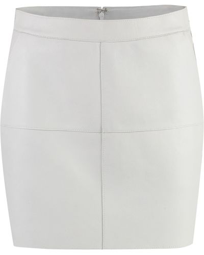 P.A.R.O.S.H. Leather Mini Skirt - White