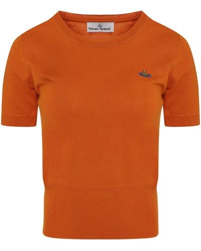 Vivienne Westwood T-shirt Bea in maglia con logo - Arancione