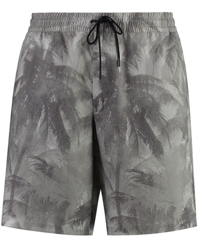 Emporio Armani Printed Cotton Bermuda Shorts - Grey