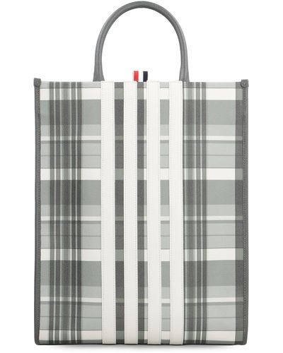 Thom Browne Tote bag Vertical in pelle - Grigio