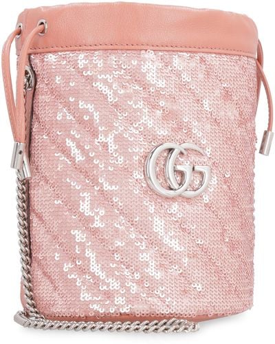 Gucci Mini borsa a secchiello GG Marmont - Rosa