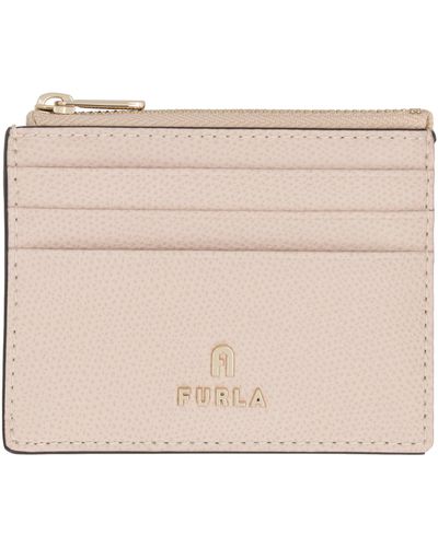 Furla Camelia Leather Card Holder - Natural