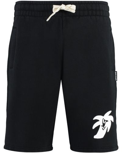 Palm Angels Hunter Cotton Shorts - Black