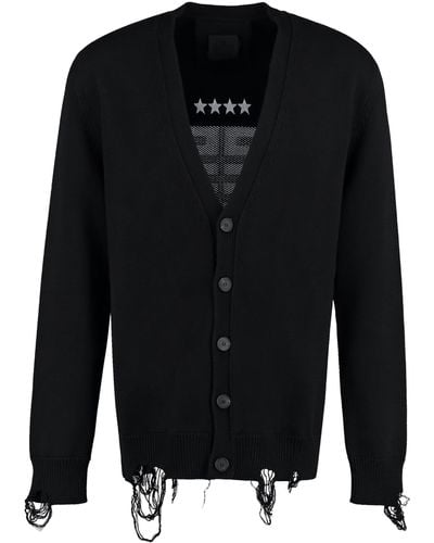 Givenchy Cardigan in cotone con intarsio - Nero