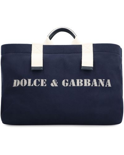 Dolce & Gabbana Borsa shopping in tela stampata - Blu