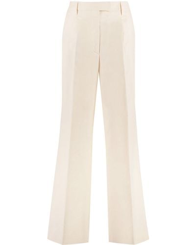 Prada Pantaloni in cotone a vita alta - Bianco