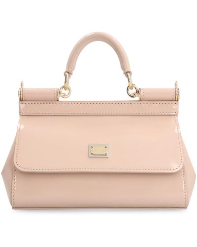 Dolce & Gabbana Small Sicily Bag In Dauphine Leather - Natural