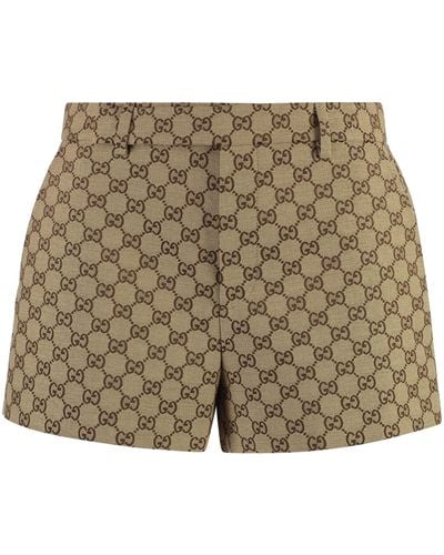 Gucci Gg Motif Fabric Shorts - Natural