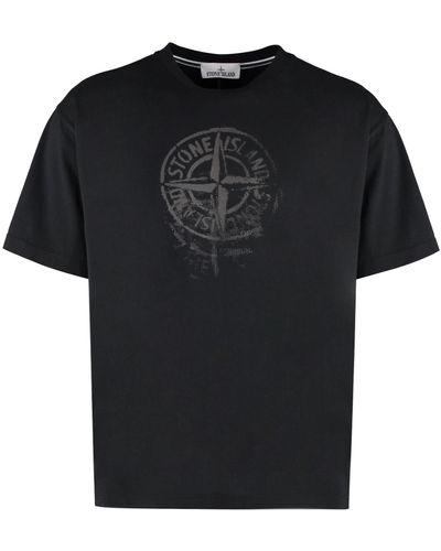 Stone Island Cotton Crew-Neck T-Shirt - Black