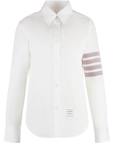 Thom Browne Camicia in cotone con collo button-down - Bianco