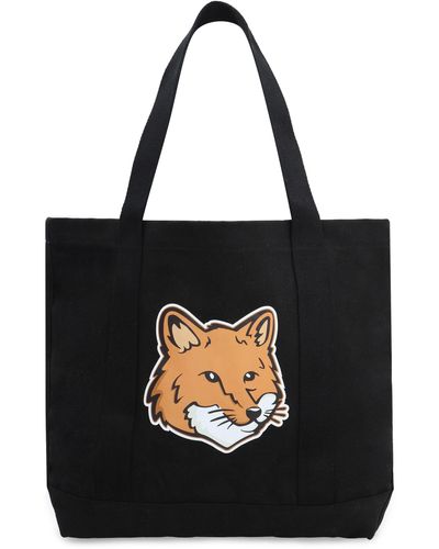 Maison Kitsuné Tote bag Fox Head in canvas - Nero