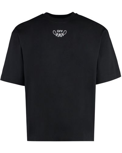 Off-White c/o Virgil Abloh T-shirt in cotone con logo - Nero