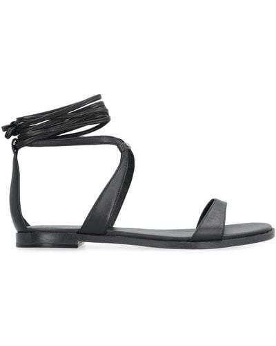 MICHAEL Michael Kors Amara Leather Flat Sandals - Black