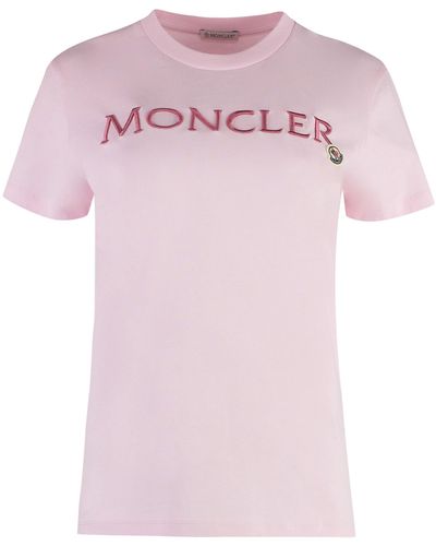 Moncler T-shirt girocollo in cotone - Rosa