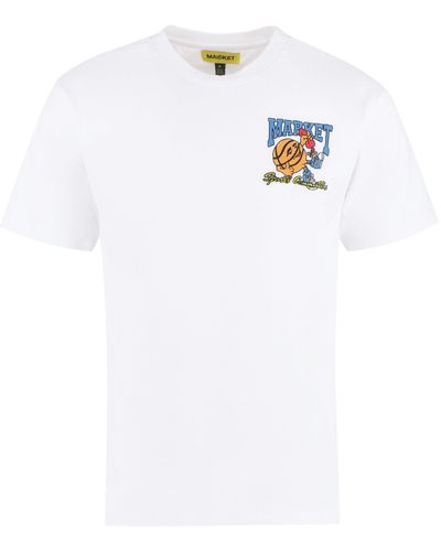 Market T-shirt in cotone con stampa - Bianco