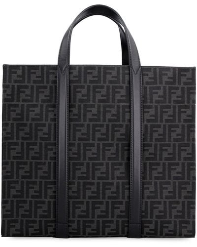 Fendi Jacquard Fabric Tote - Black