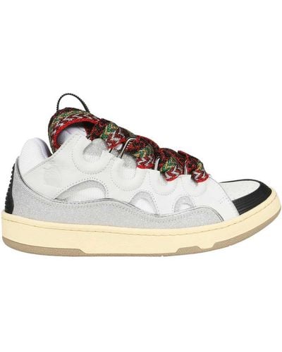 Lanvin Sneakers bianche imbottite con lacci multicolore - Bianco