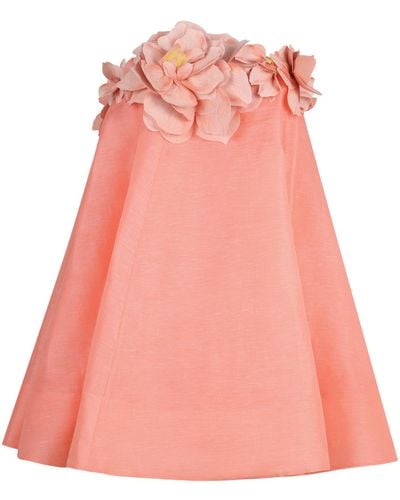 Zimmermann Natura Silk And Linen Mini Dress - Pink