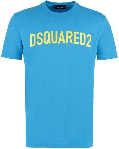 DSquared² T-shirt in cotone stretch con stampa - Blu
