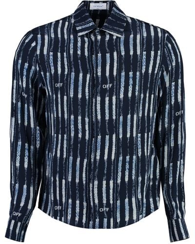 Off-White c/o Virgil Abloh Striped Silk Shirt - Blue