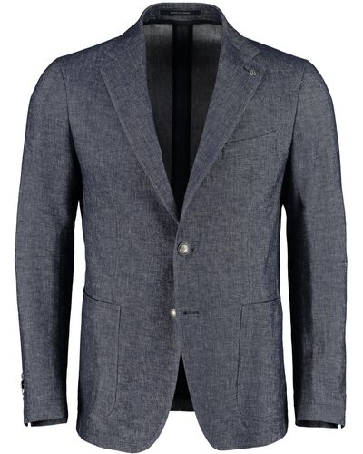 Tagliatore Cotton Blend Single-breast Jacket - Blue