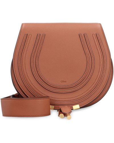 Chloé Marcie Leather Saddle Bag - Brown