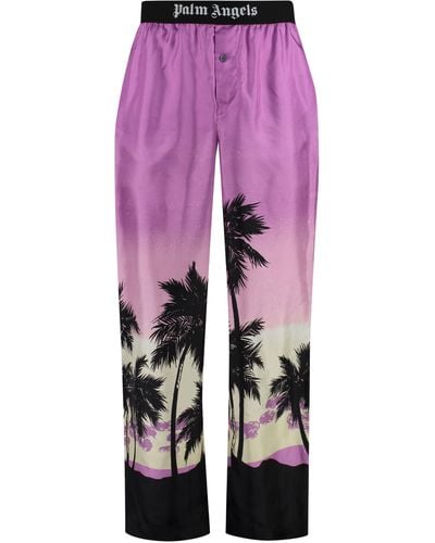 Palm Angels Pantaloni in seta stampata - Rosa