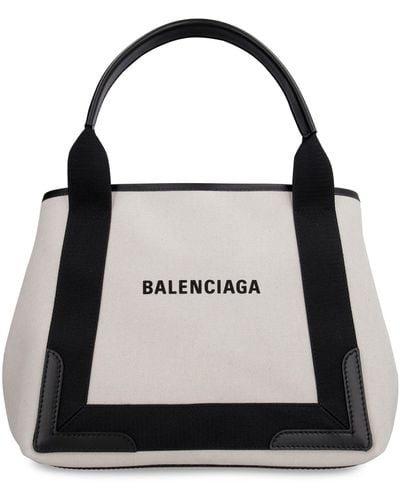 Balenciaga Navy Cabas Organic Cotton Small Tote Bag - Black