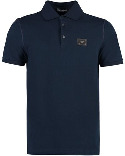 Dolce & Gabbana Short Sleeve Cotton Polo Shirt - Blue