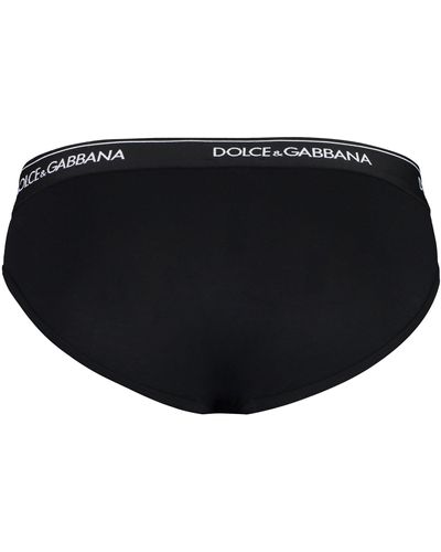 Dolce & Gabbana Set Of Two Cotton Briefs With Logoed Elastic Band - Black