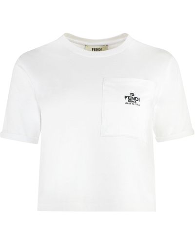 Fendi T-shirt girocollo in cotone - Bianco