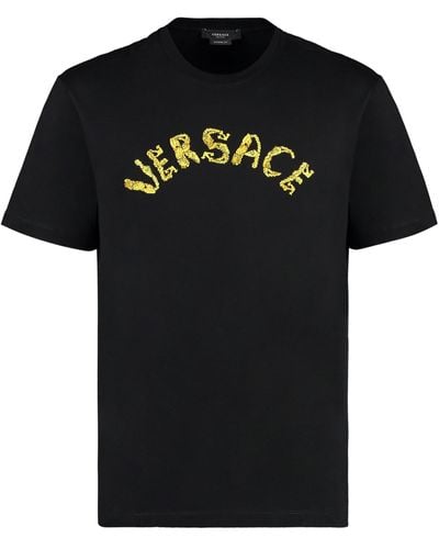 Versace T-shirt in cotone con logo - Nero